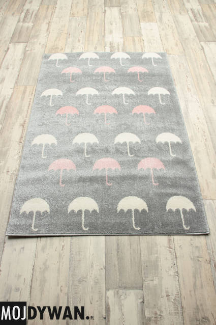 Dywan
												Bambino Różowo białe parasolki na szarym tle (26253)