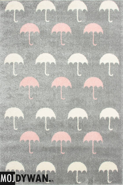 Dywan
                            Bambino Różowo białe parasolki na szarym tle (26254)