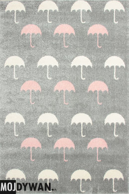 Dywan Bambino Różowo białe parasolki na szarym tle 